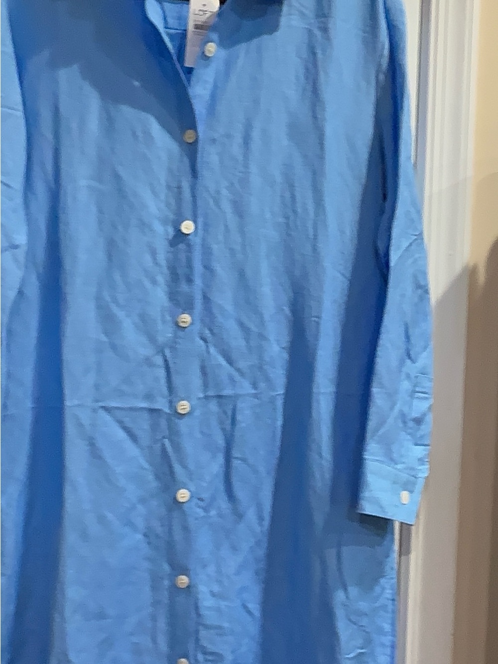 LOFT Light Blue long sleeves Linen  Button-Up Shirt Dress - Picture 7 of 10